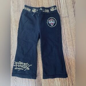 Ed Hardy Kids Black Sweatpants with Gold Accents